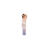 Robe bodystocking blanche sans couture avec motif de dentelle personnalisé et motifs en résille 